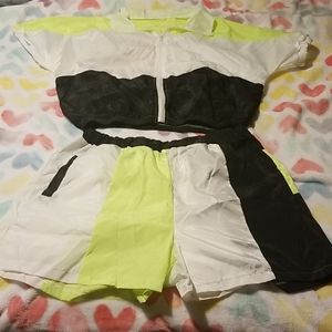 Too Fresh Neon Windbreaker short set NWOT